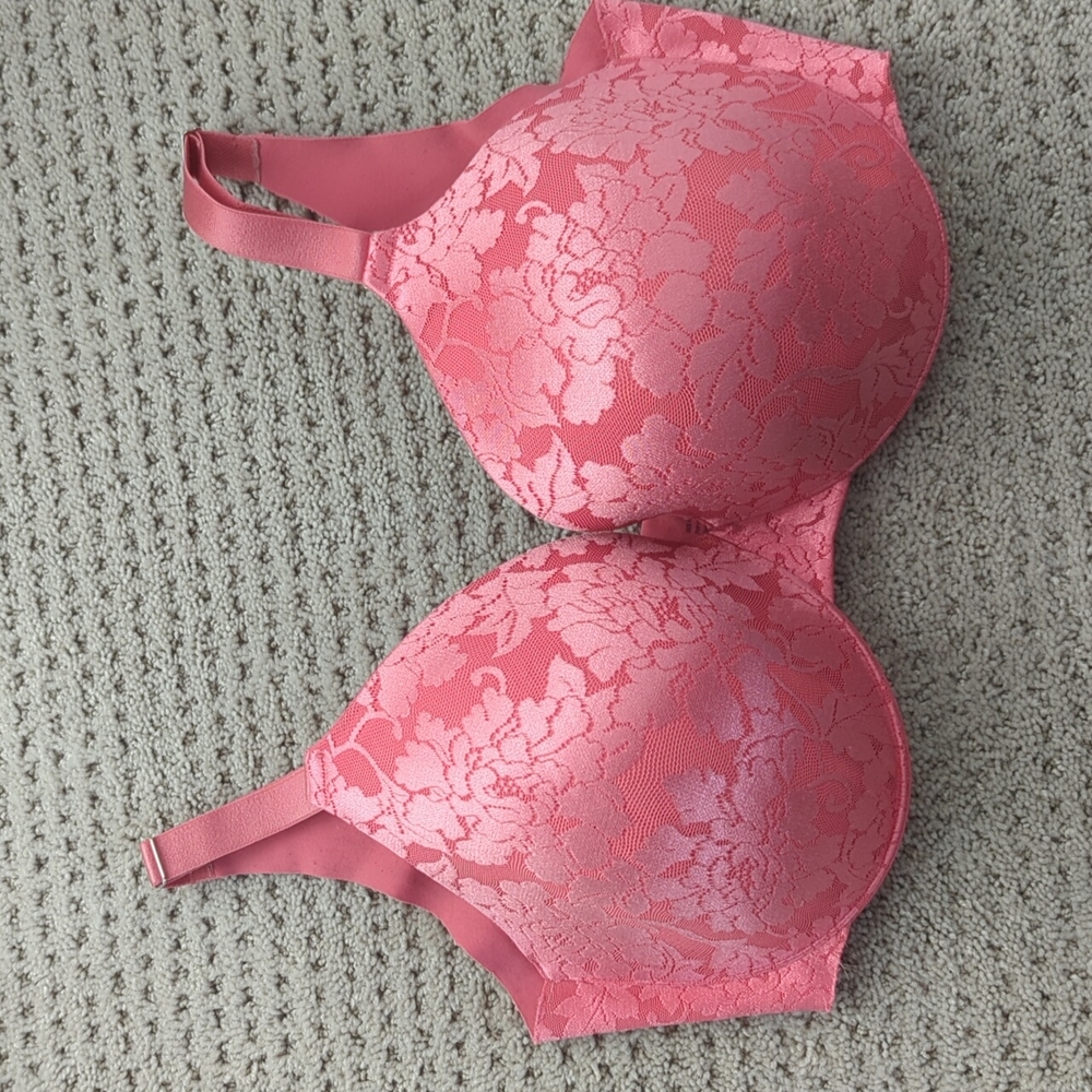 Pink 36G Soma Vanishing Back Full Coverage Lace Bra Barbie Barbiecore